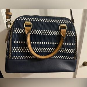 Navy and White Women's Handbag